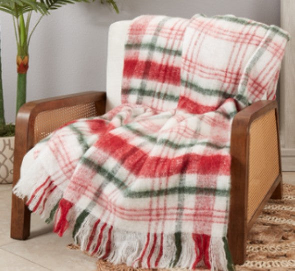 Faux Mohair Plaid Throw