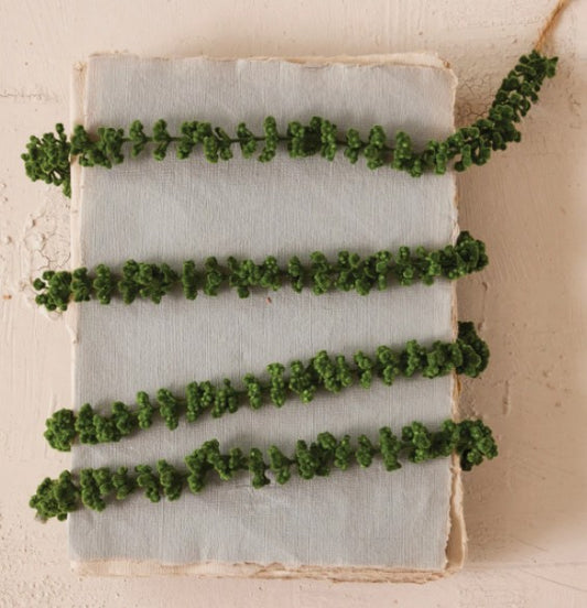 Flocked Foam Ball Garland, Green