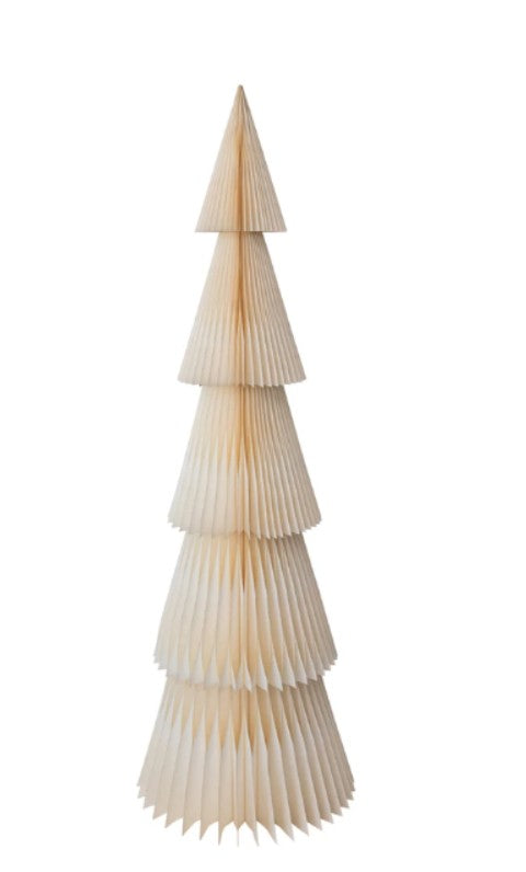 “High Impact, Low Effort Holiday Magic” Handmade Folding Honeycomb Tree with Gold Glitter Edge, White