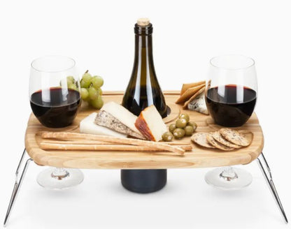 Dash 15” Bamboo Wine Picnic Table w/ Foldable Legs