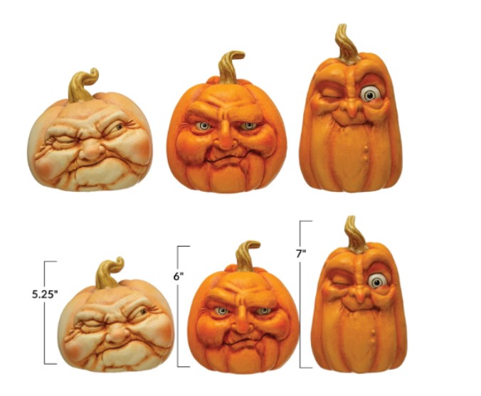 Resin Pumpkin Set w/ Faces
